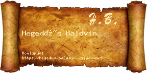 Hegedűs Baldvin névjegykártya